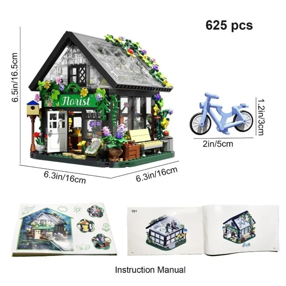 Flower House Florist Shop Building Block Set Light Up 625 Pieces ages 6+ NEW